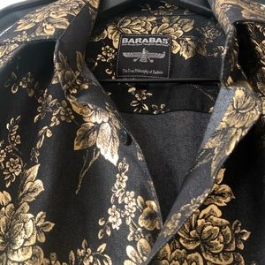 Black and Gold floral button up long sleeve shirt